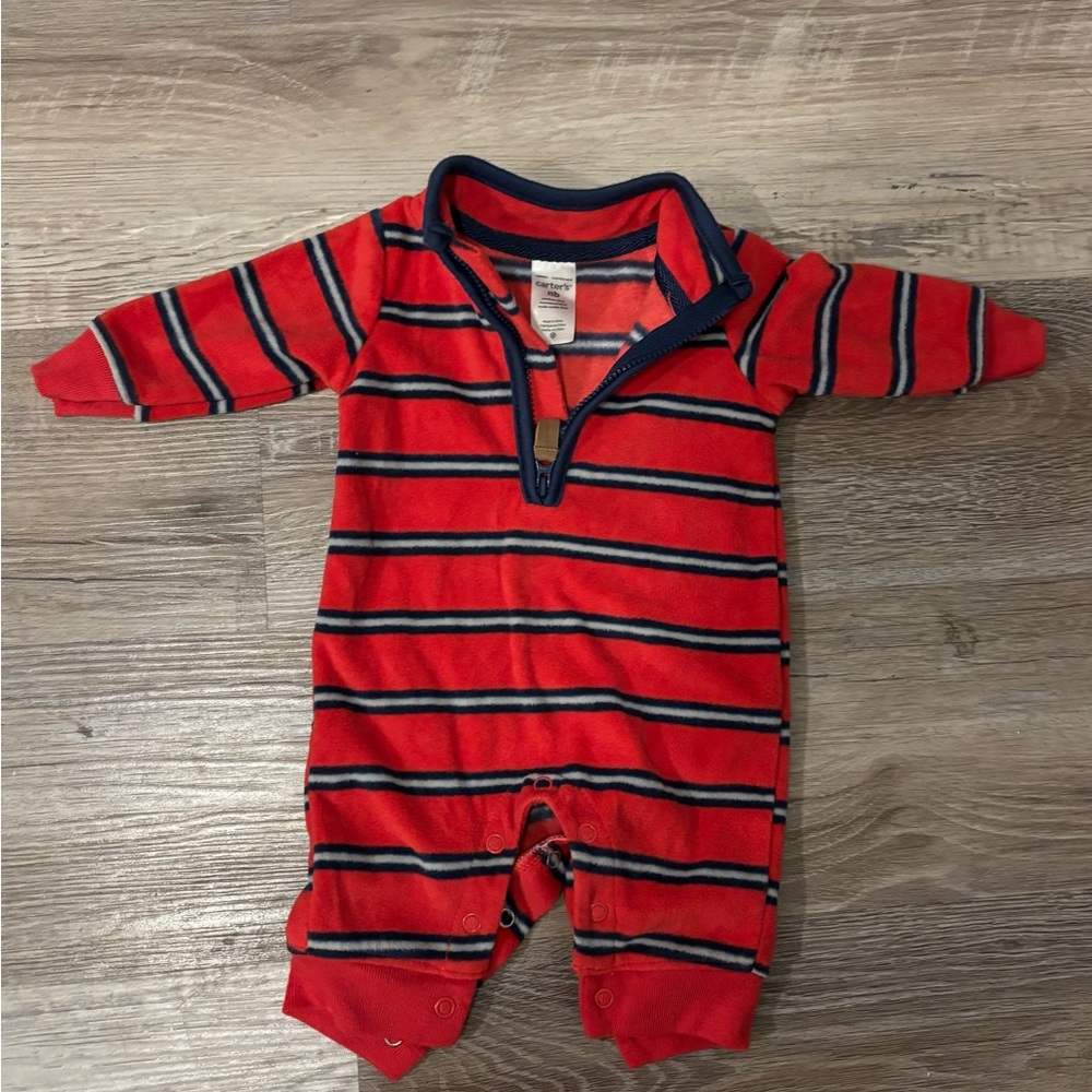 Baby Boy Carter's Striped Fleece Jumpsuit (NB)